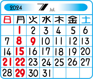 IZUMI２０２２年７月カレンダー